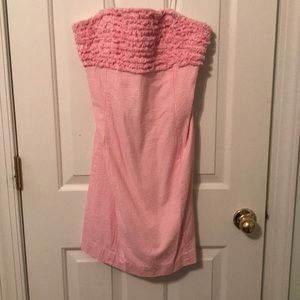 Strapless seersucker pink Lilly pulitzer dress s10